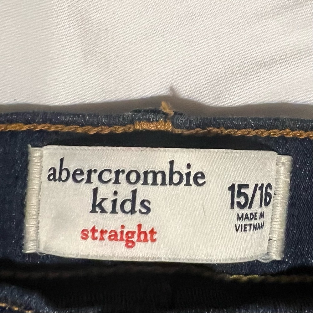 Abercrombie Kids Dark Blue Strait Jeans BOYS Size 15 16 NWT - Picture 3 of 15